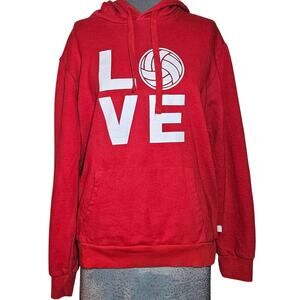 Red Love Volleyball Hooded Sweatshirt Size Small